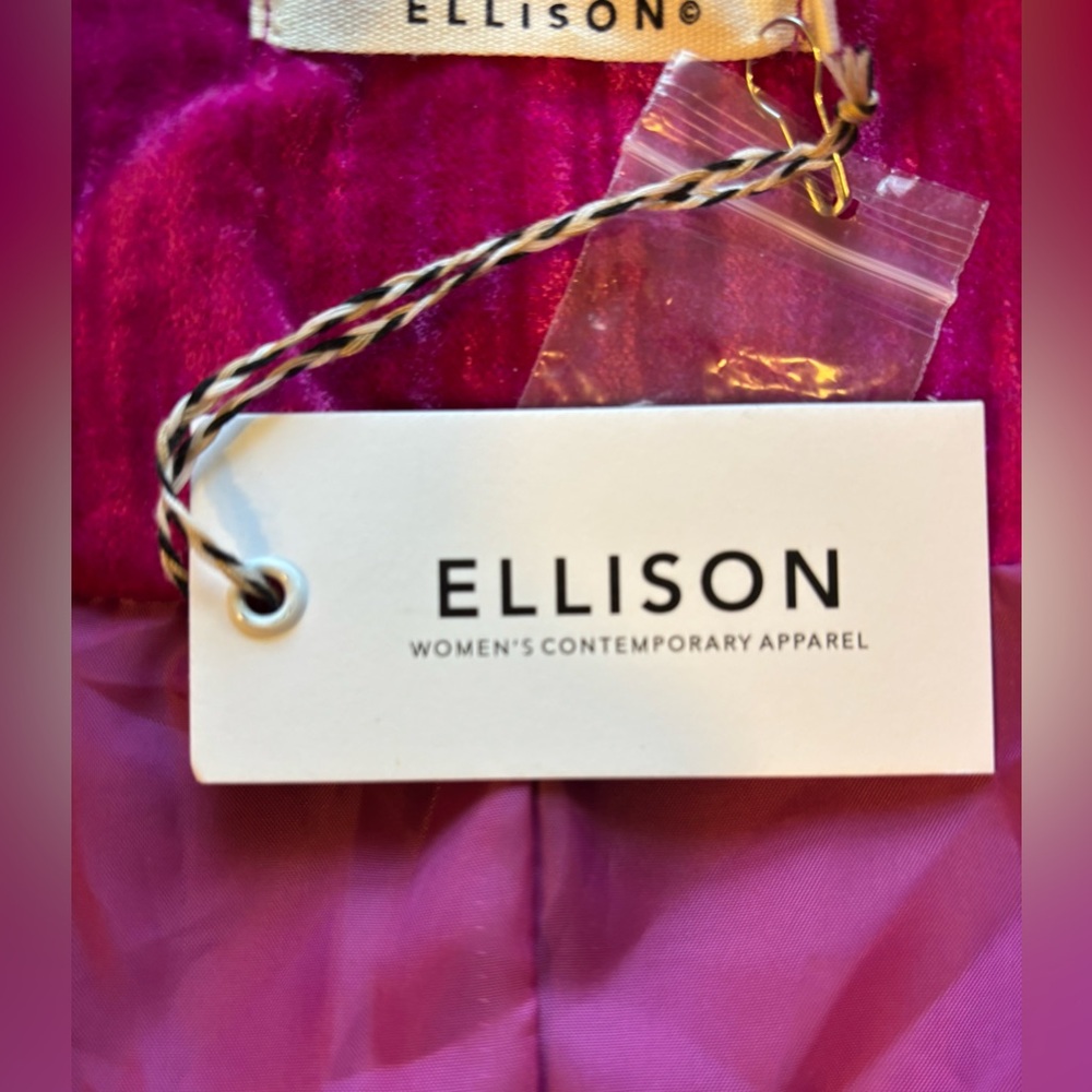 NWT Ellison Fuchsia Crushed Velvet Blazer - Picture 10 of 12